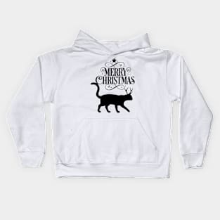 Merry christams black cat Kids Hoodie